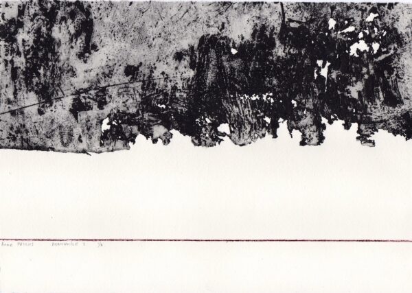 gravure eau-forte et pointe sèche noire et rouge